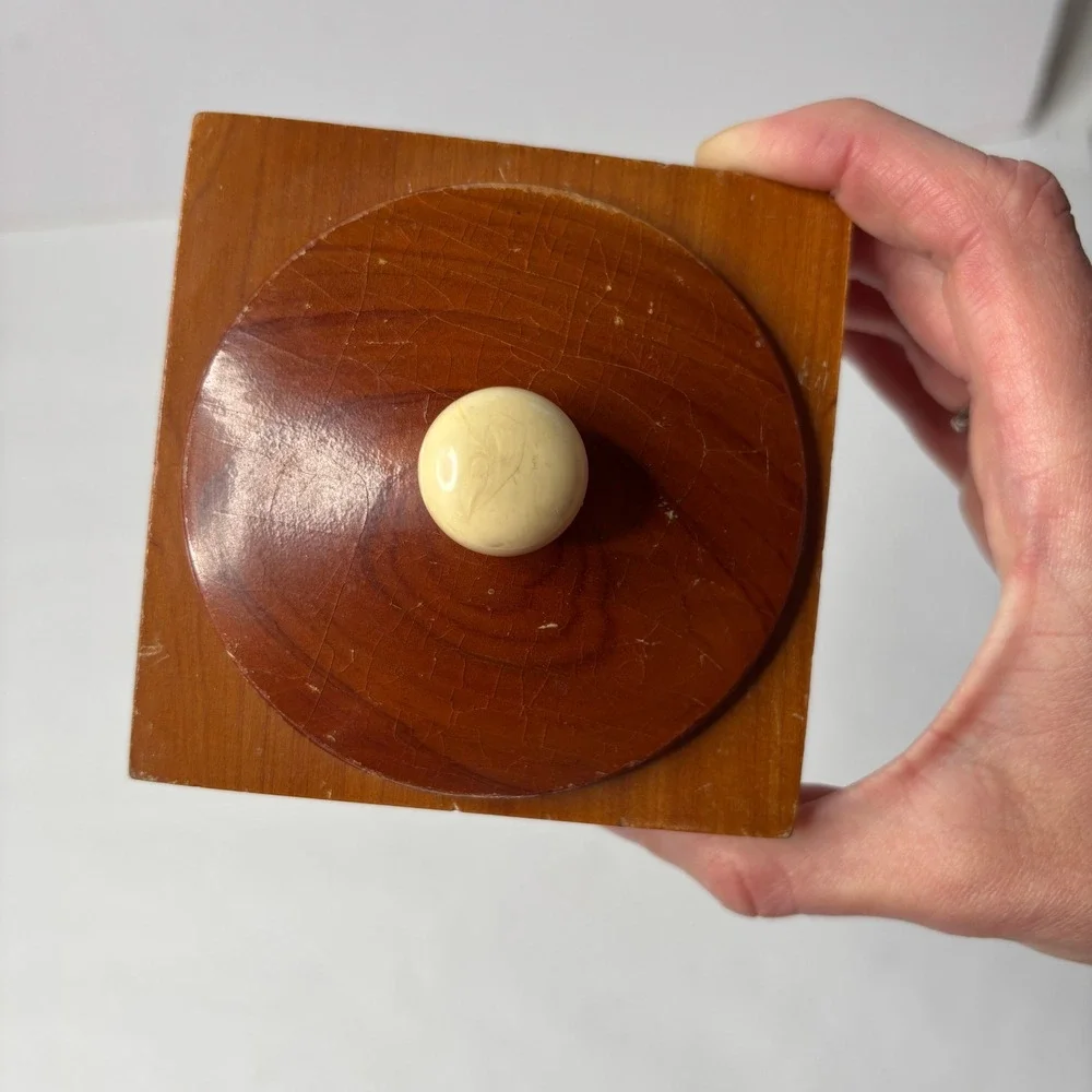 Vintage MCM Wood Trinket Box Jewelry Holder Grants Pass OR Mid‎ Century Modern *